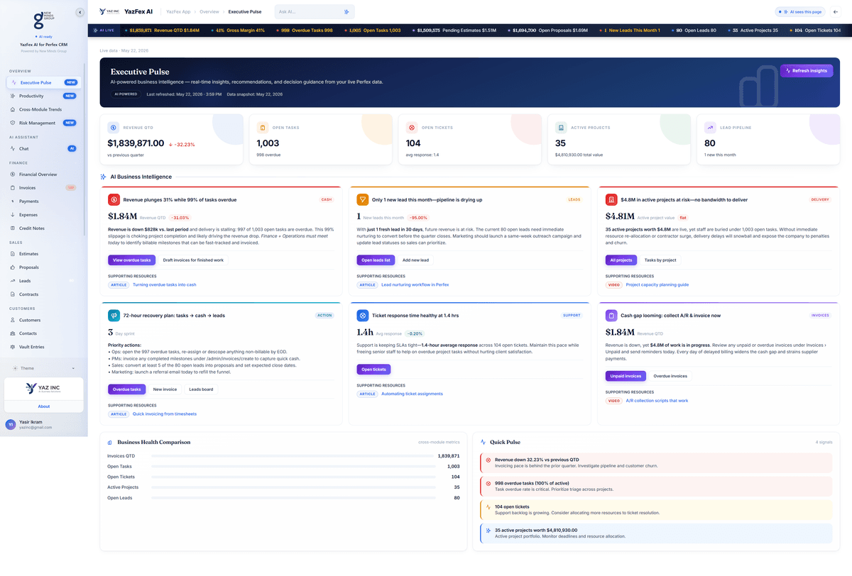 Executive Pulse with AI insight cards