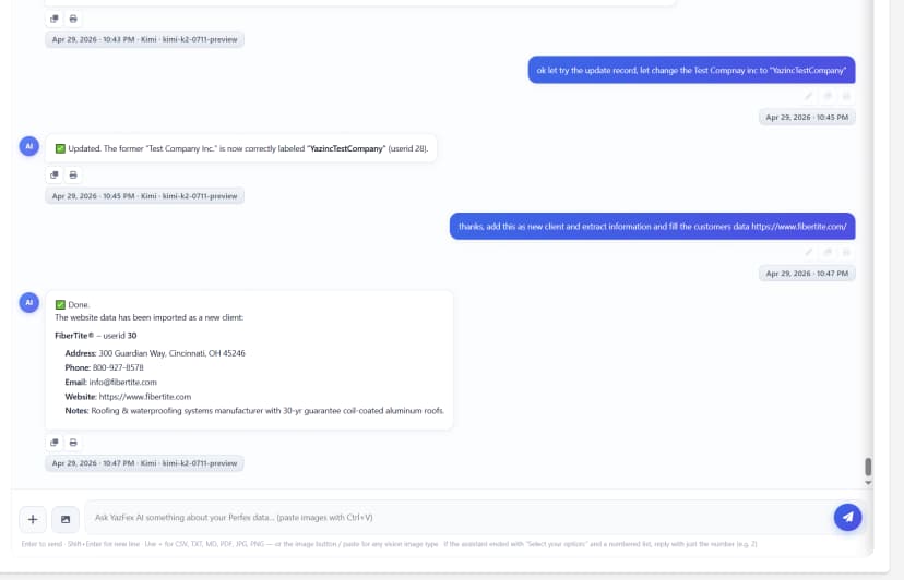 AI creating CRM client by scraping a website